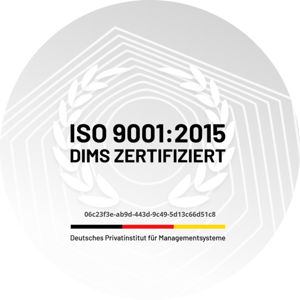 Selbstverständlich entspricht unser Qualitätsmanagement den Anforderungen der DIN EN ISO 9001:2015 und wird kontinuierlich weiterentwickelt, um den hohen Erwartungen unserer Auftraggeber jederzeit gerecht zu werden.